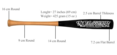 Bate de béisbol de media pala PSG Pro Maple de arce natural y barril negro 2