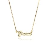 Ursteel Grace Custom Name Necklace - Personalized 14K Gold Plated Name Plate for Women
