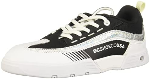 DC Women's Legacy 98 Slim Skate Shoe, Black/White/Silver, 8.5 M US