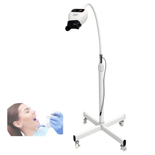 Mobile Teeth Whitening Machine 3-Color Light Modes 300W with 8pcs LED Lights 0-30Timer Dual Light Intensity Adjustable Gooseneck & Telescopic Stand Suitable for Hospital Home