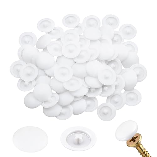 100pcs White Screw Caps Covers 12MM Plastic Decorative Screw Caps Snap-In Cross Head Screws Protection Covers for Cabinet Furniture Assembly Waterproof DIY Hardware Cover