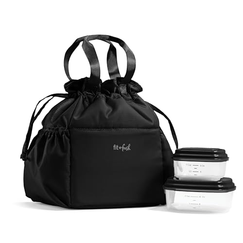 Fit & Fresh - Bolsa de almuerzo para mujer, con aislamiento para el trabajo, resistente a las manchas para mujer, con contenedores, bolsa Cromwell con cierre de...