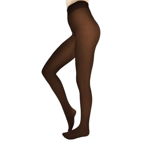 Image of X-CHENG Women Fleece Lined Tights Fake Translucent Sheer Thermal Tights