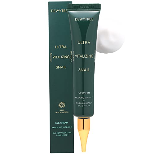 DEWYTREE Ultra Vitalizing Snail Eye Cream 1.35 oz/40ml - Under Eye Cream for Dark Circles and Puffiness - Intensive Nourishing Snail Cream for Minimizing Wrinkles, Fine Lines, Under-Eye Bags, and Saggy Skin