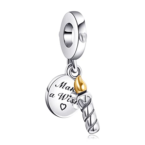 LaMenars Torta di compleanno ciondolo desiderio per bracciali, perline ciondolo in argento 925 per collane, per la festa della mamma, compleanno, regalo di Natale