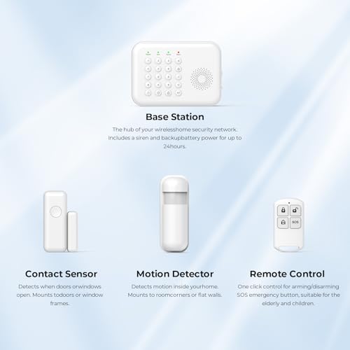 WiFi/4G Alarm 8 Pcs Kit – Wireless Smart Home Security System Expandable Easy Setup App Control 24/7 Monitoring Alexa Compatible Wireless Alarm System WiFi/4G for Home/Office/Store/Apartment - Image 4