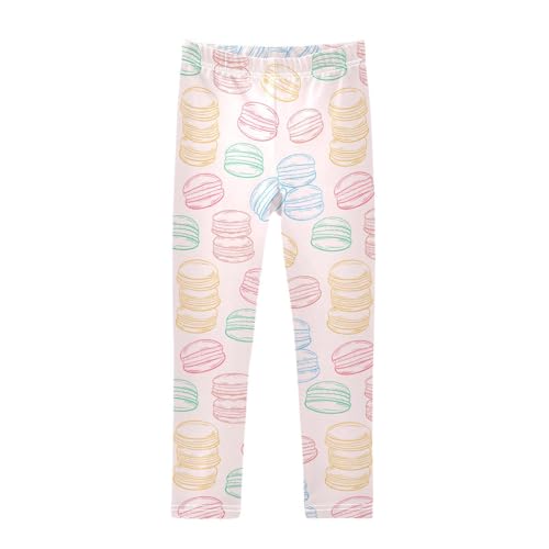 French Macaroon Girls Leggings,Workout Leggings for Girls Toddler Athletic Legging Size for 3-10T