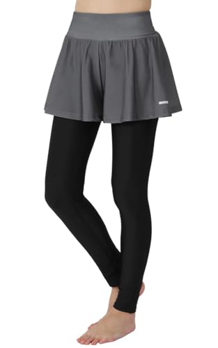 ICEPARDAL(アイスパーダル) ラッシュガード レギンス レディース 夏 キュロットスカート セット IR-9800 グレー WXXL スポーツ 水着 大きいサイズ UVカット UPF50+ 冷感 水陸両用 10分丈 グレー 灰色