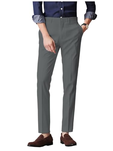 Men's Dress Pants Slim Fit Office Trousers in Solid Color Formal Business Pants for Men