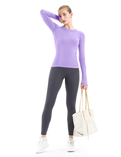 Image of MathCat Seamless Workout Shirts for Women Long Sleeve Yoga Tops Sports Running Shirt Breathable Athletic Top Slim Fit XS-XL