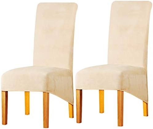 LANSHENG Stretchy Chair Covers for Dining Room Chairs,Stretch Spandex with Elastic Band Chaircover,Velvet Large Dining Chair Slipcovers for Restaurant Hotel Party Banquet (Mustard,6 Pack(M))