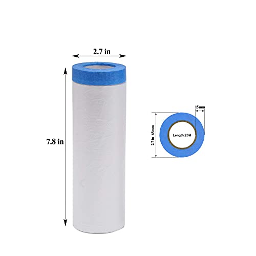 Image of VECOPE 3-Piece Set,Pre- Masking Film Protection Covering Cloth Tape | for Automotive Covering Painting Paint Masking (5-Feet X 65-Feet)