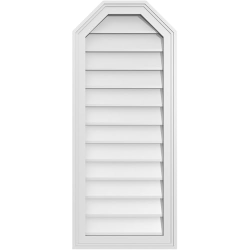 Ekena Millwork GVPOT16X3802SN Octagonal Top Surface Mount PVC Gable Vent, Factory Primed White