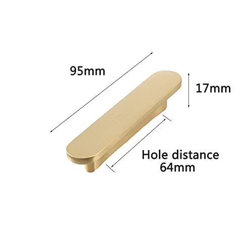 WYNWJ Zieht Griffe Griff,1 Stück Möbelgriff Schrank Schrankgriffe Aus Massivem Kupfer Schubladengriffe 100% Reines Kupfer Glod/95Mm-Hole Distance 64Mm - Image 3