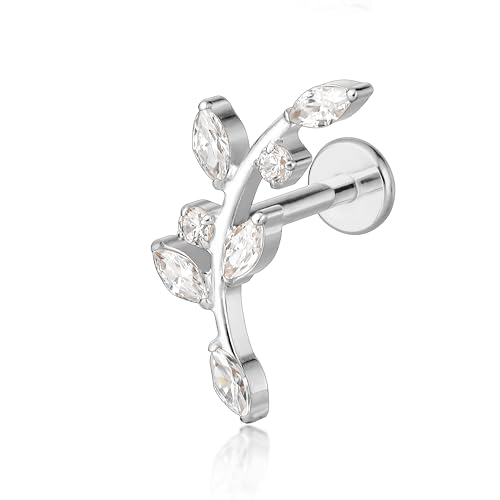 limerencia F136 Titanium Hypoallergenic Piercing Jewelry 18G 6mm 8mm 10mm Flat Back Internally Threaded Implant Grade Climber Stud Crawler Earrings For Cartilage,Tragus,Helix,Conch,Nose,Lip(1pc)