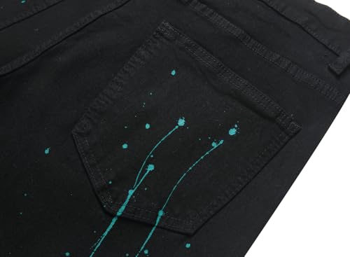 Image of Men's Ripped Slim Fit Jeans Straight Leg Denim Pants