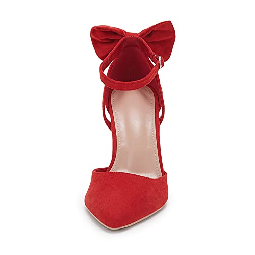 Image of Fashare Womens High Heels Bow Tie Back Sexy Stiletto Ankle Strap Wedding Dress Pumps Shoes