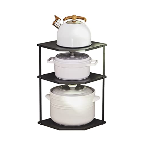 Uptyia Organizador y Soporte de Sartenes y Ollas,Estantes de Almacenamiento para Alimentos y Cubiertos,para Almacenar Tapas de Ollos, Platos,Étagère d'angle pour la cuisine (Negro) Cover