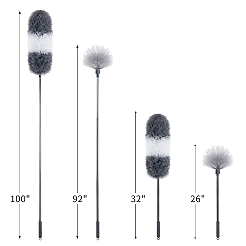 Image of Barebeauty Microfiber Feather Duster - an 100 inch Extendable and Bendable Long Handle Dusters for Dust and Cobweb Cleaning All-Round Home Cleaning, Grey