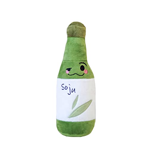 Korean Soju Bottle Plush Toy 10 inches Soft Cute Design for Gift Party Alcohol Beer Wine Lover