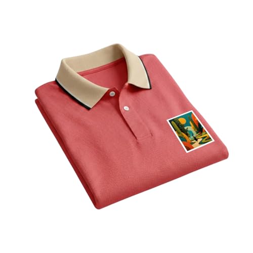 Image of Regular Fit Solid Half Sleeve Casual Tipping Collar Polo T-Shirt for Men