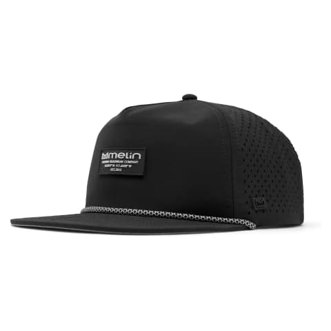 melin Coronado Brick Hydro, Black, Men's Performance Snapback Hats, Water-Resistant Fitted Baseball Caps for Men & Women, Golf, Running, or Workout Hat, Medium-Large Cover