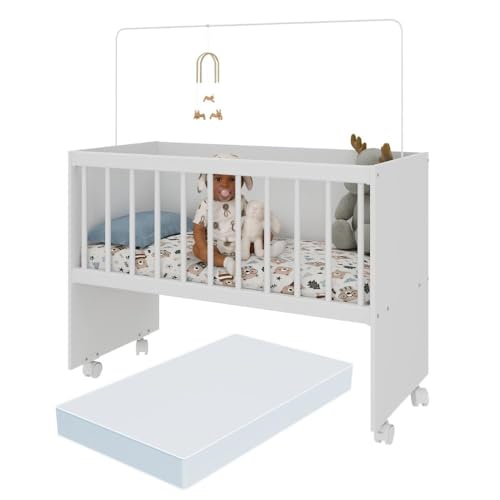 Multimóveis Berço Reborn Mp4382c com Colchão Incluso e Rodízios Branco