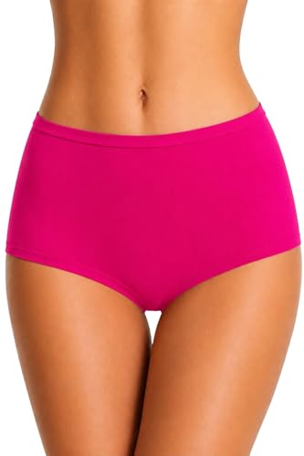Image of Womens High Coverage Super Soft Elastane Stretch Mid Waist Boy Shorts Panties