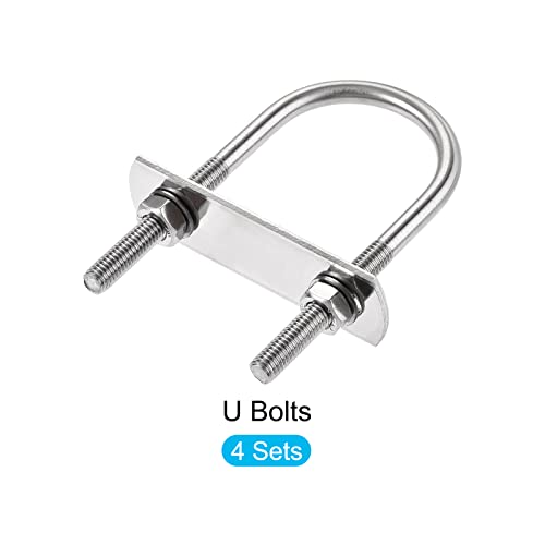 Image of METALLIXITY U Bolts 4 Sets (M6x36x83mm), Round U Bolt 304 Stainless Steel with Accessories - for Construction, Pipe