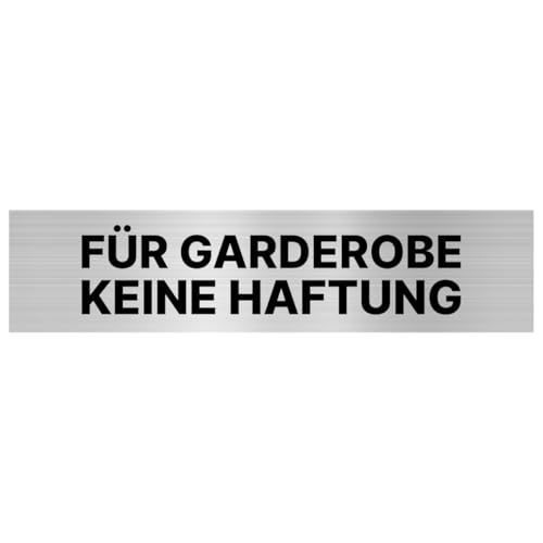 Schild für Garderobe keine Haftung Klebeschild Alu/Dipond 15x3,5 cm Türschild mit Klebepads