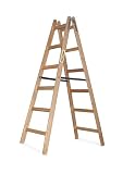 DRABEST - Scaletta pieghevole in legno per lavori di pittura 2x6 pioli m lunghezza calpestabile su entrambi i lati fino a 150 kg altezza di lavoro 1,82 m 3,3 m