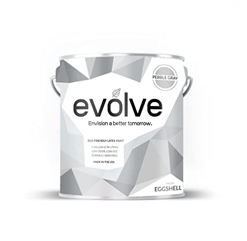 Evolve Paint & Primer: Environment-Friendly, Low Sheen With One-Coat Coverage For Interior & Exterior Surfaces (Pebble Gray, 1-Gallon) #TOP12