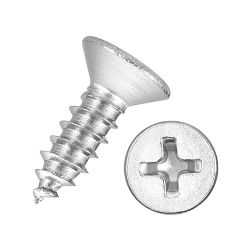 Kozelo 25pcs Phillips Flat Wood Screws #8x1/2 316 Stainless Steel Silver