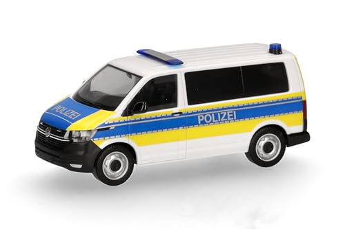 Miniature Volkswagen T6.1 Bus de Police pour décor de diorama urbain et réseau ferroviaire 1:87