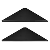 evron Corner Mounting Shelf Set of 2 – Easy to Install Floating Wall Shelves with Wood Grain Finish, Durable and Waterproof ABS Plastic for Kitchen, Bathroom, Living Room Home Décor