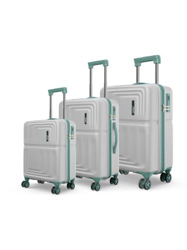 Image of Safari Roma Hard Luggage Trolley Bag with 8 Wheels Set of Cabin, Medium and Large Size Suitcases - Fog Grey