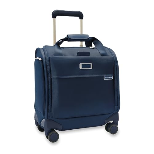Image of Briggs & Riley Cabin Spinner - Carry On Luggage for Travel, Suitcases with Wheels, Softside Rolling Bag for Men & Women, Fits Under Plane Seat, Interlocking Handle - Baseline Collection, Navy