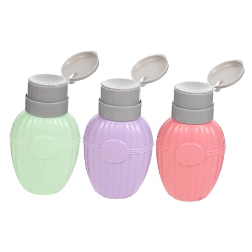 ARTSEWPLY 3 piezas Botellas Vacías para Quitaesmalte de Uñas Dispensador de Líquido para Manicura Diseño Compacto y Fácil Uso Colores Morado Rosa y Verde para Salón de Uñas
