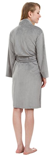Leisureland Women's Ultra Soft Velvet Fleece Robe With Seam Pockets Gray L/Xl #TOP2