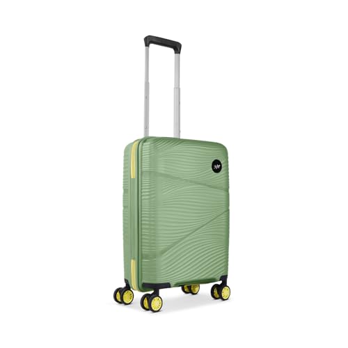 Image of Skybags Swirl Cabin Trolley Bag 56cm | Small Hard Luggage | 8 Wheels Suitcase for Travel | 3-Digit Combination Lock with Anti-Theft Zipper | Polypropylene | 3 Years Warranty - Unisex (Green)