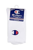 Champion Kids C Logo Crew Socks (3 Pack), White, Medium
