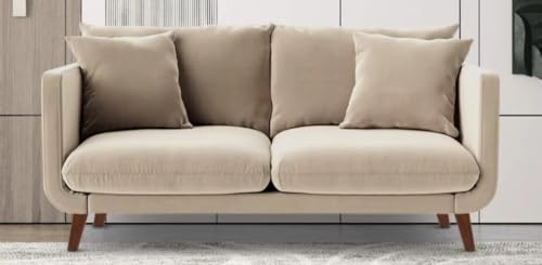 Image of Rejol Velvet 2-Seater Sofa Luxurious Comfort for Living Rooms and Offices (Cream, 2 Seater)