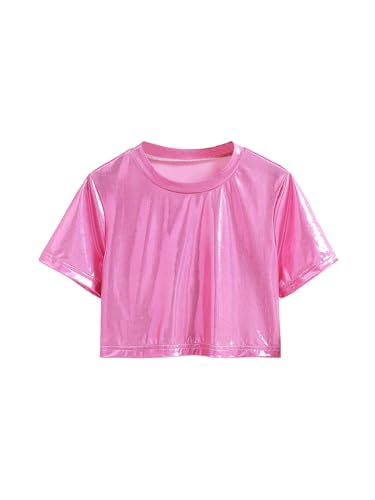 Floerns Girl's Short Sleeve T Shirts Crew Neck Streetwear Party Crop Tops