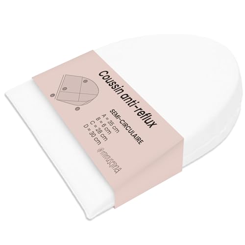 MIMUSELINA Oreiller Anti Reflux | Coussin Incliné pour Éviter Les Reflux et Les Coliques dans Le Lit ou Le Berceau | Petit Coussin Ergonomique Imperméable | Forme Semi-Circulaire 35x28x6cm