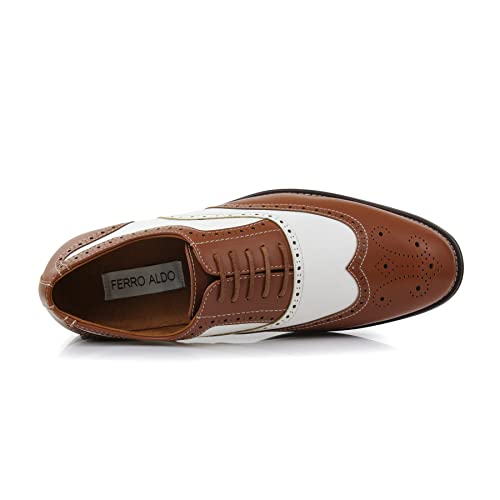 Image of Ferro Aldo Men's Wingtip Oxford Dress Shoes | Classic Brogue & Two-Tone Spectator Styles | Formal Wedding Business Party Shoe