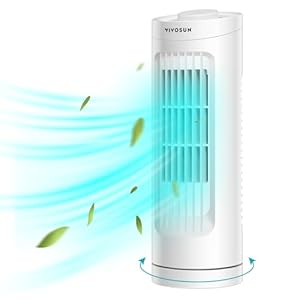 VIVOSUN 13” Tower Fan, Bladeless Desk Fan with 3 Speeds and 70° Oscillation, Portable and Compact, Quiet Cooling Fan for Home and Office, White