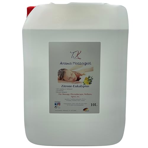 Huile de massage aromatique 10 l - Eucalyptus citron pour massage, physiothérapie, bien-être,...