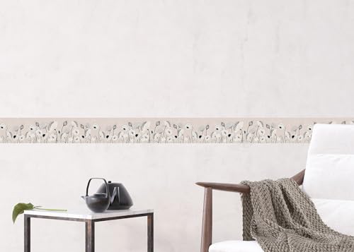 AG Design Selbstklebende Bordüre Abstraktionsblumen, AWB 8410 | Wasserfest Dekoration für Wände, Möbel, Tapeten, Wandverkleidungen und Türen, Folie, Mehrfarbig | Breite 500 cm x Höhe 13.8 cm