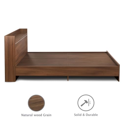 Image of DELITE KOM Cherry Engineered Wood Queen Without Box Bed (Finish Color Acacia Dark Delivery Condition Knockdown)