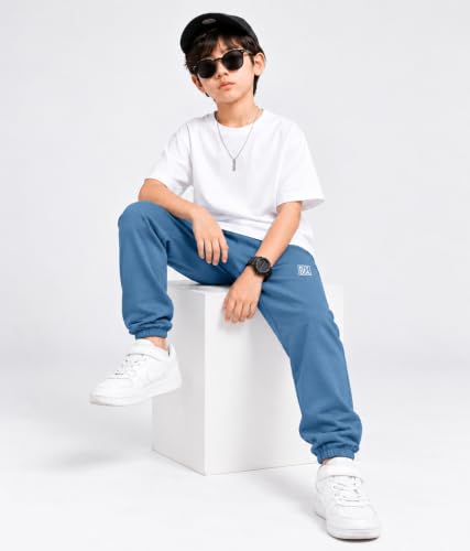 Image of KYDA Kids Boys Premium 100% Cotton Regular Fit Track Pants Soft Breathable Elastic Waist Casual Joggers Kids Playwear Everyday Comfort Wear-Pack of 2